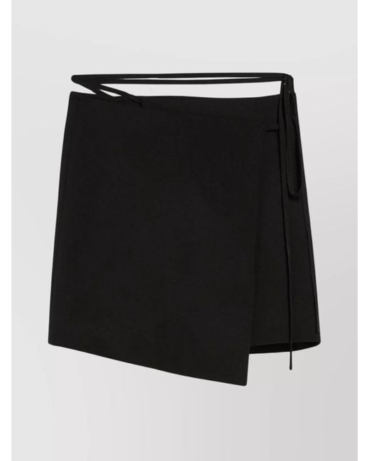 Sportmax Black Wool Asymmetric Wrap Mini Skirt