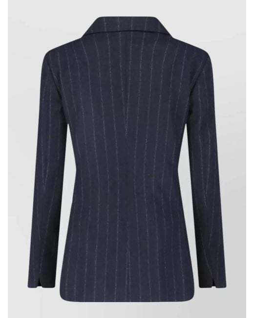 Lardini Blue Double Breasted Pinstripe Blazer Flower Pin