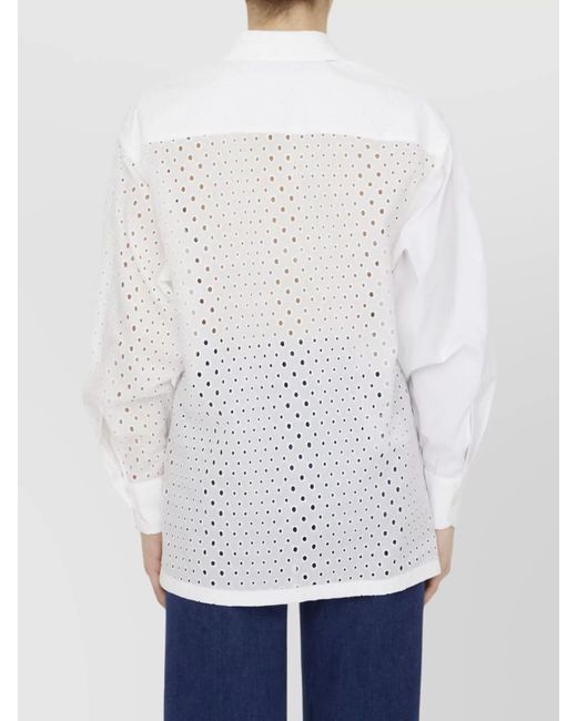 KENZO White Broderie Anglaise Cotton Shirt