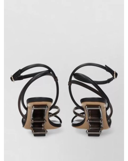 Fendi Metallic Leather Sandals