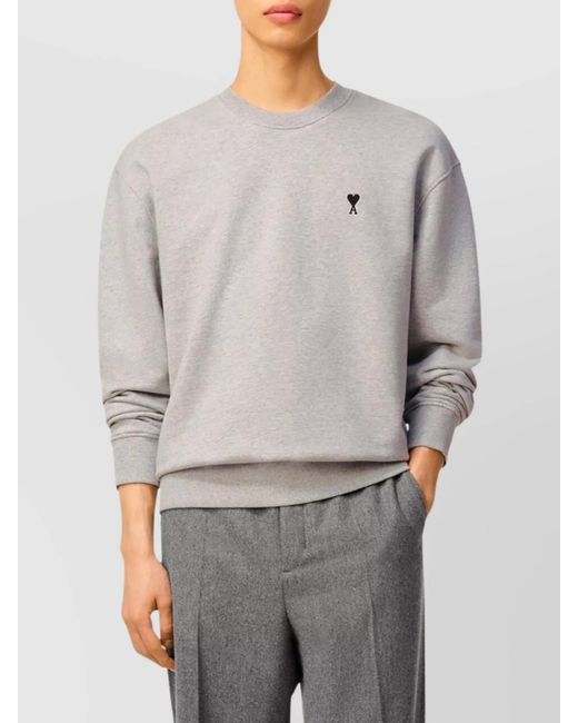 AMI White Heart Friend Cotton Crewneck Sweater for men