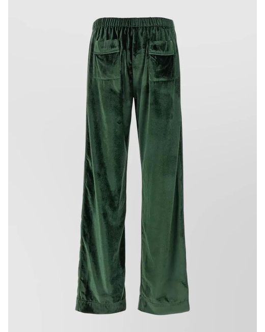 F.R.S For Restless Sleepers Green Velvet Pants Elastic Waistband Button Back Pockets