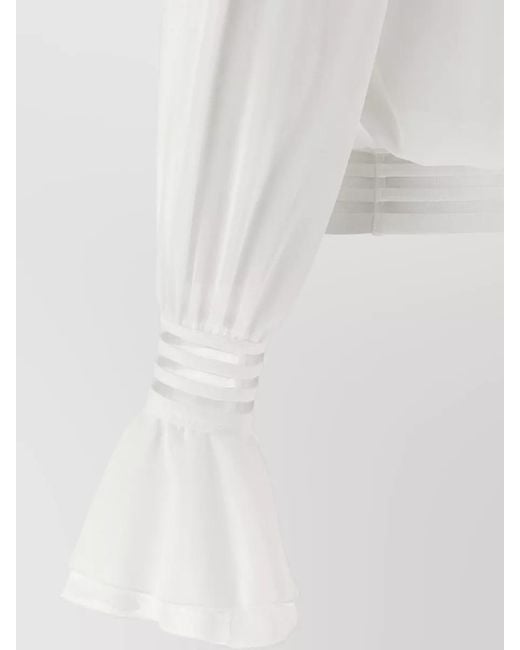 Elisabetta Franchi White Off-Shoulder Semi-Sheer Blouse