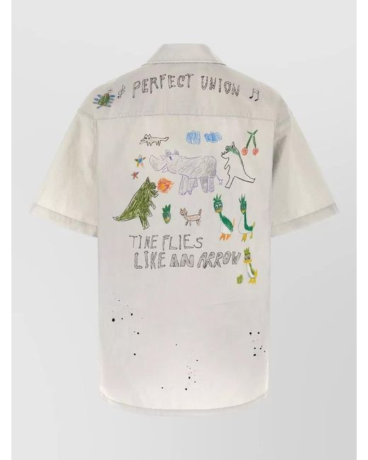 Maison Mihara Yasuhiro White Short Sleeves Shirt Graffiti Graphic Print for men