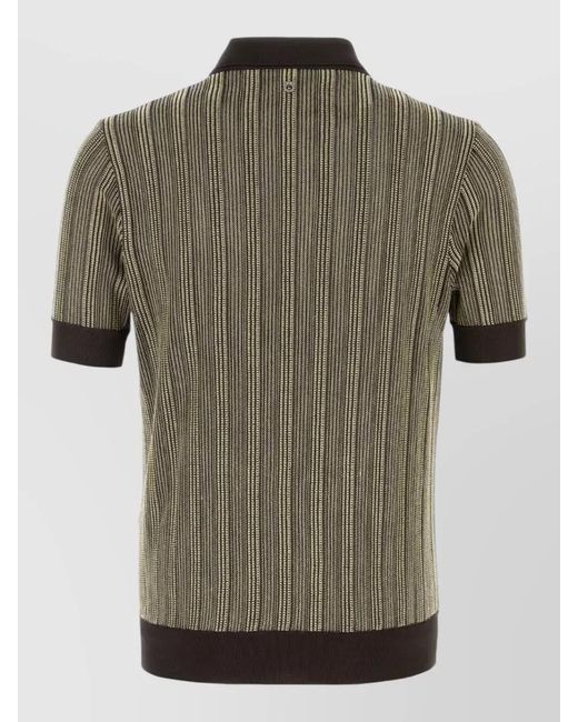 Ferragamo Green Embroidered Viscose Blend Knit Polo Shirt for men