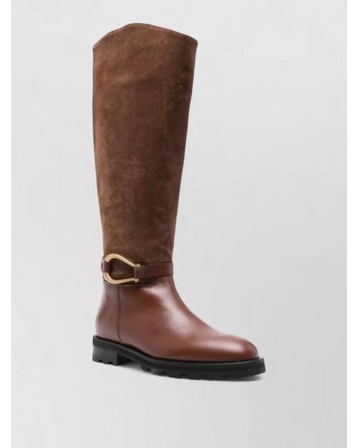 Roberto Festa Brown Leather Ankle Boots Buckle Detail