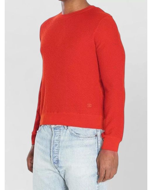 Céline Red Ribbed Trim Wool Crew Neck Sweater for men