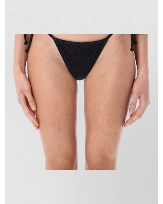 Reina Olga Black Metallic Skimpy Bikini Bottoms