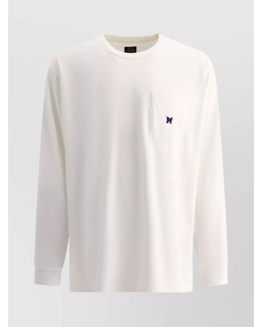 Needles White Polyester Logo T-Shirt for men