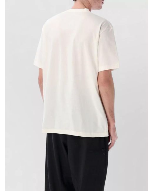 Y-3 White Cotton Ribbed Crew Neck Short Sleeve T-Shirt for men