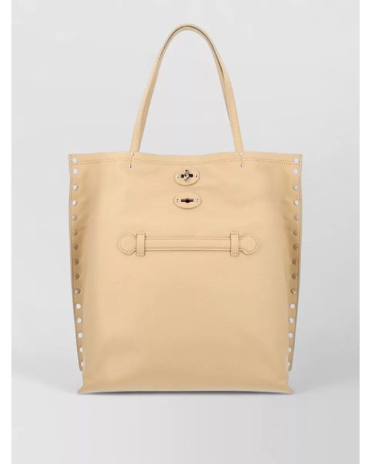 Zanellato Natural Studded Tote Bag Top Handles Design