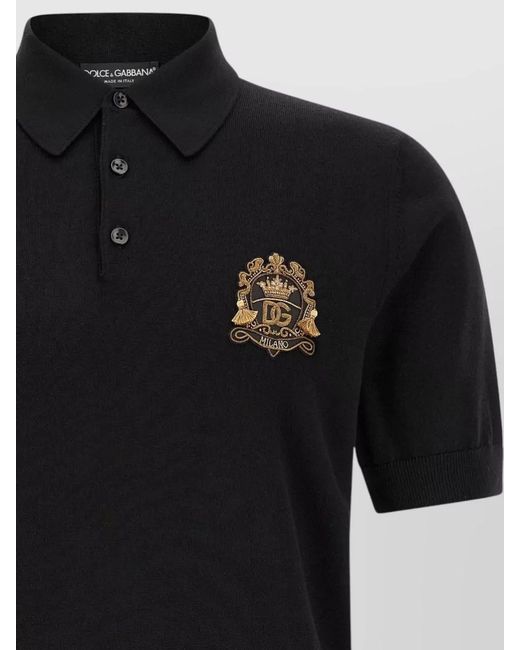 Dolce & Gabbana Black Wool Polo Shirt for men