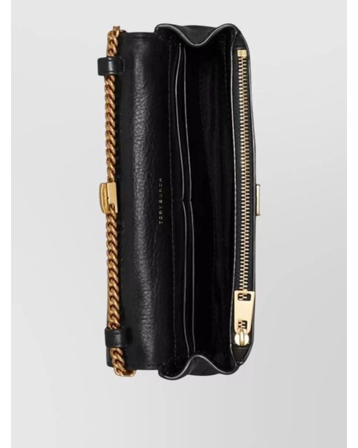 Tory Burch Black Charlie Quilted Leather Chain Shoulder Wallet