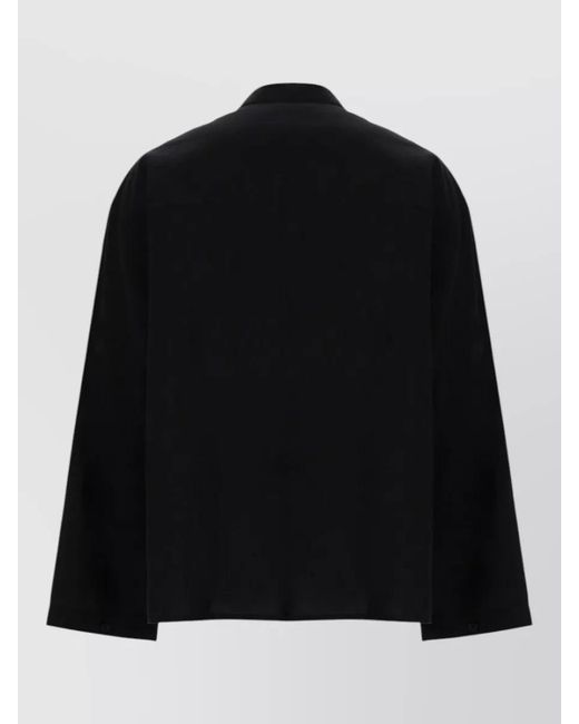YMC Black Collarless Jacket Long Sleeves Chest Pockets for men