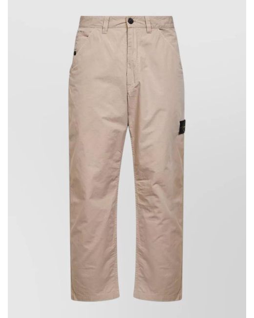 Stone Island Natural Cotton Mid-Rise Straight-Leg Trousers for men