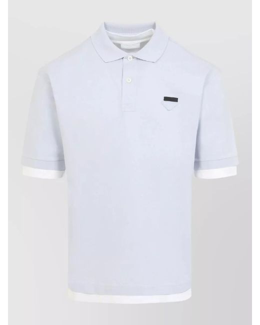 Prada White Boxy Fit Cotton Polo Top for men