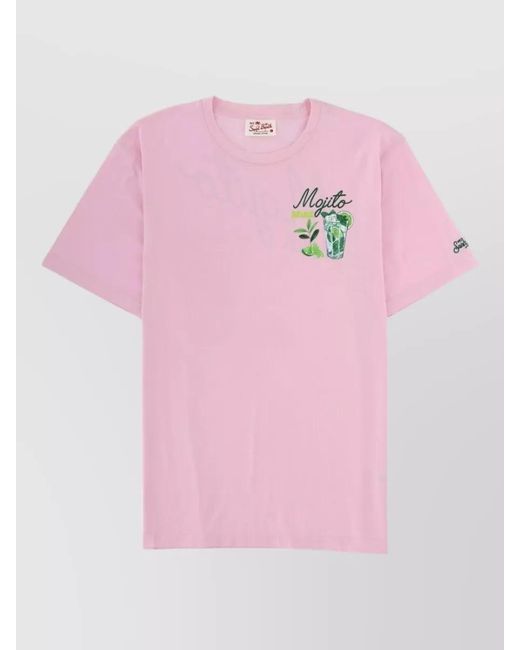 Mc2 Saint Barth Pink Crew Neck Graphic Print Short Sleeve T Shirt for men
