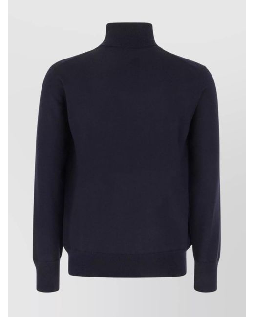 Etro Blue Wool Ribbed Turtleneck Jumper for men