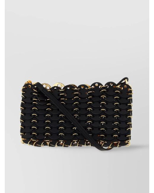Rabanne Black 1969 Chain Mail Nano Leather Shoulder Bag