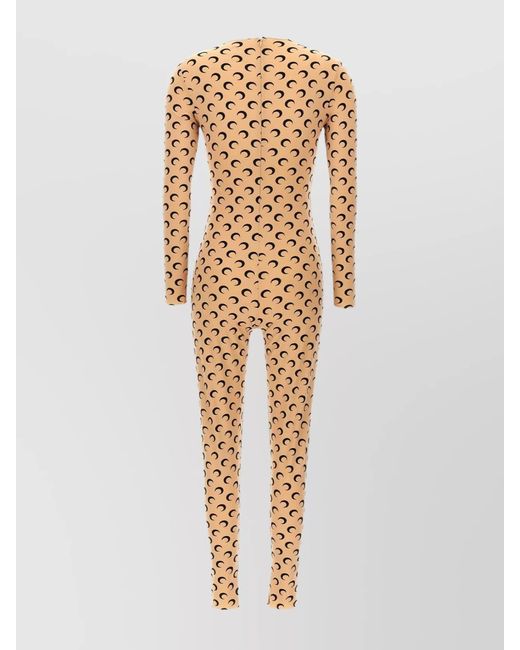 MARINE SERRE White Logo Print Slim-Fit Catsuit