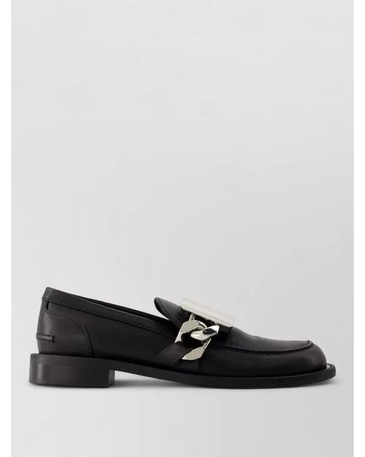 J.W. Anderson Black Gourmet Leather Loafers Chunky Chain Detail
