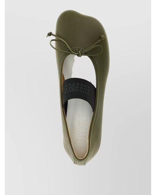 MM6 by Maison Margiela Green Anatomic Numeric Bow Detail Casual Ballerinas