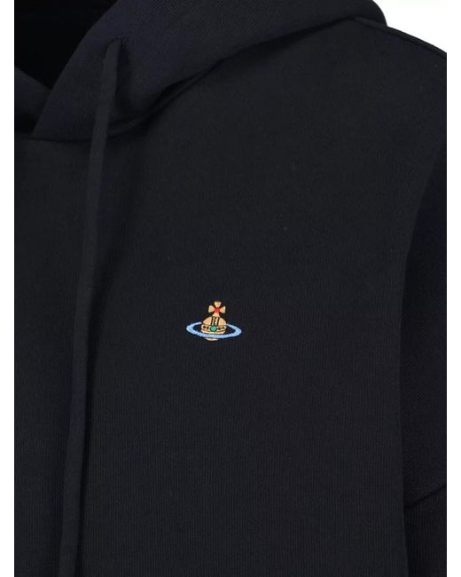 Vivienne Westwood Blue Cropped Hooded Top Drawstring Hood Ribbed Cuffs