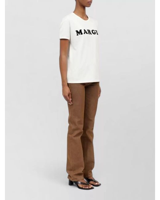 MM6 by Maison Margiela White Logo Cotton T Shirt Short Sleeves