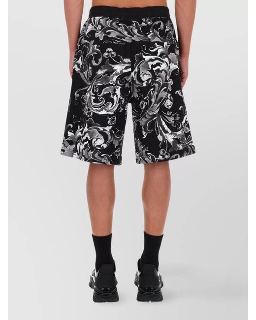 Versace Jeans Couture Black Printed Cotton Bermuda Shorts for men