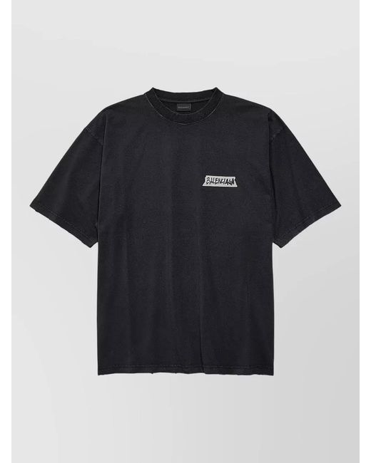Balenciaga Black Cotton Relaxed-Fit Crewneck T-Shirt for men