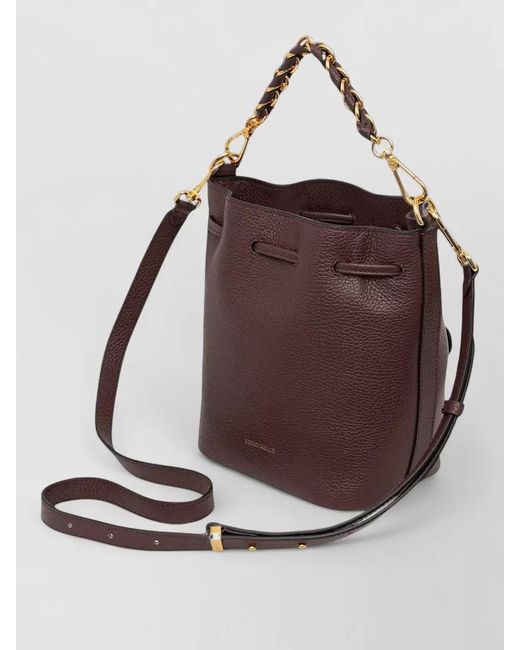 Coccinelle Brown Calf Leather Bucket Bag