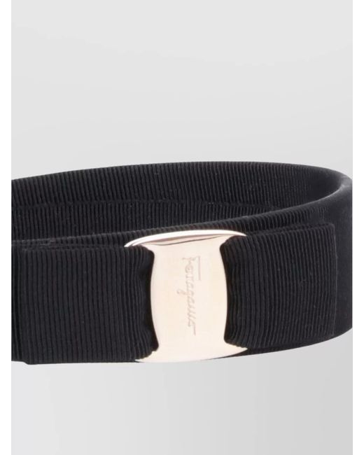 Ferragamo Black Bow Detail Ribbed Texture Hair Accessories