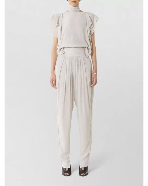 Lanvin White High-Rise Pleated Straight-Leg Trousers