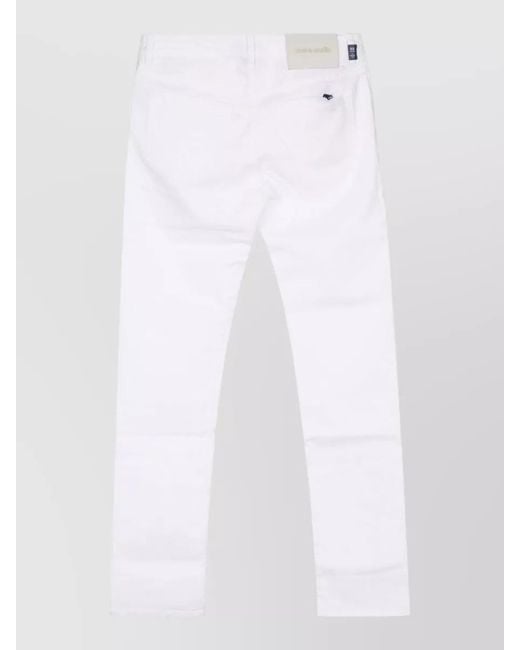 Jacob Cohen White Denim Trousers Belt Loops Five Pockets Slim for men