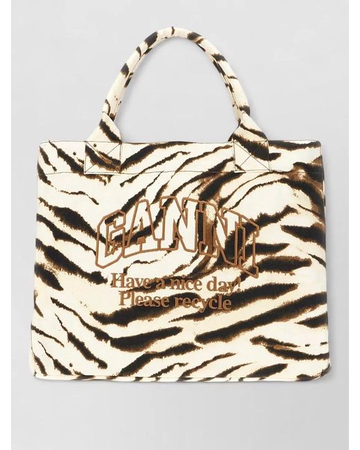 Ganni Metallic Na Cotton Tote Bag