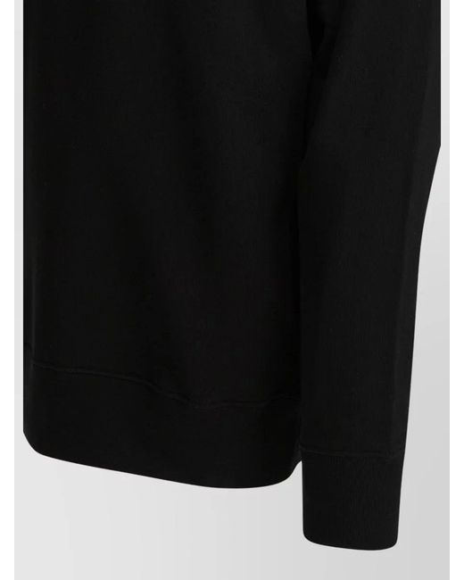 McQueen Black Relaxed Sweatshirt Embroidered Front Ribbed Hem Cuffs for men