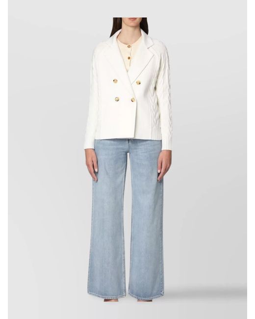 Max Mara Natural Cashmere Wool Cable-Knit Double-Breasted Jacket