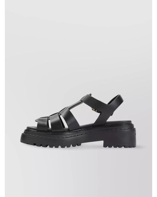 Prada Gray Leather Flatform Sandals