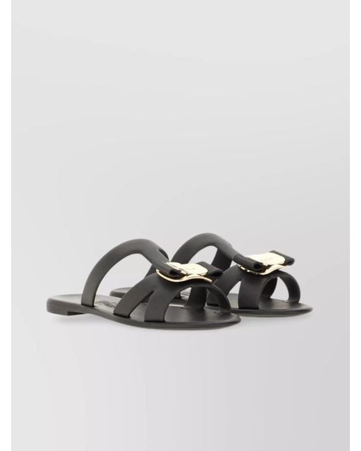 Ferragamo Gray Pvc Slide Sandals