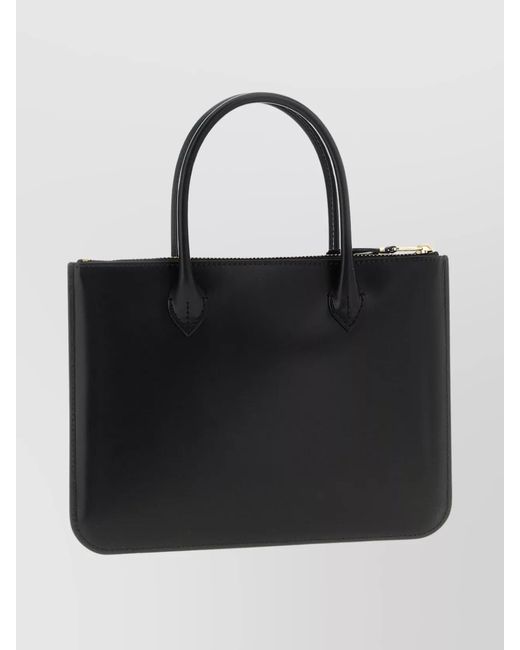 Comme des Garçons Black Leather Top Handle Clutch Bag