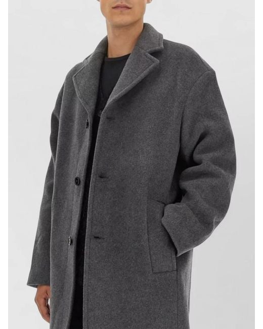 Séfr Black Long Wool Blend Coat Single Breasted for men