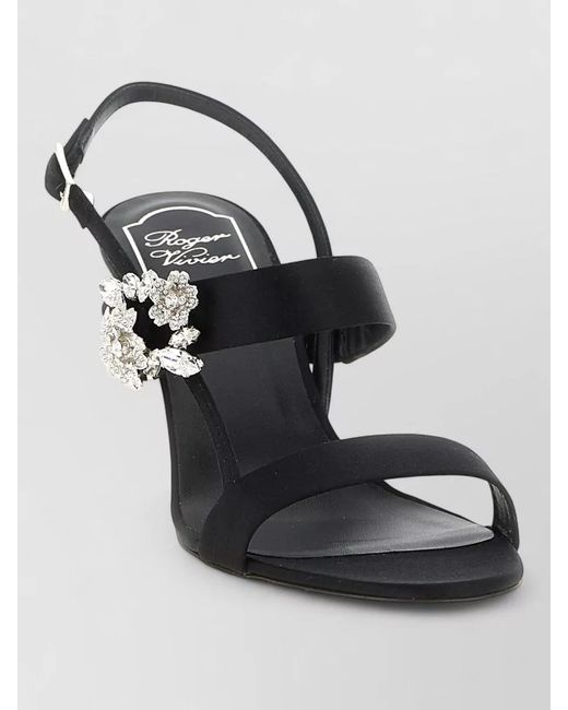 Roger Vivier Black Mini Bouquet Slingback Sandals Open Toe