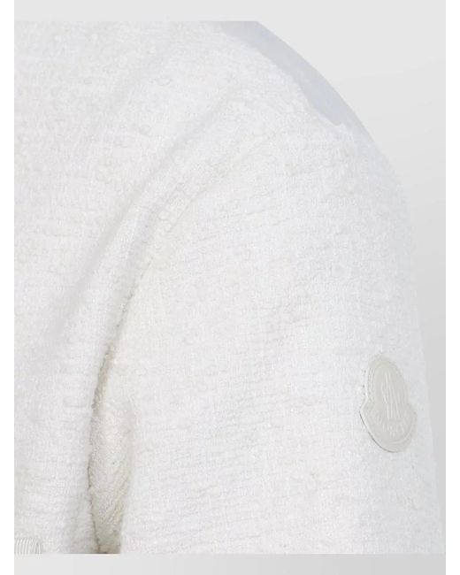 Moncler White Bouclé Down Fitted Jacket