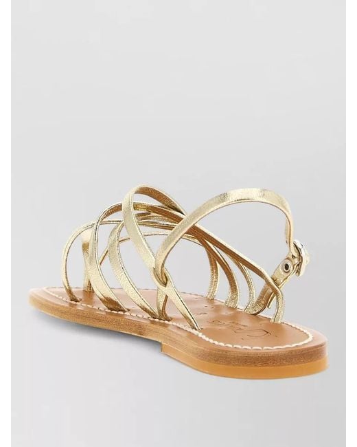 K. Jacques Pandora Flat Sole Metallic Strappy Sandals