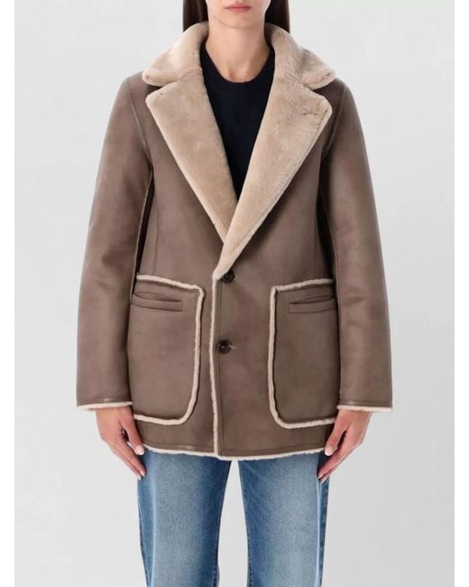 Urbancode Natural Reversible Faux Fur Coat Tailored Lapels