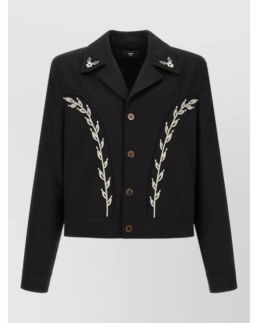 Amiri Black Embroidered Western Single-Breasted Coat for men