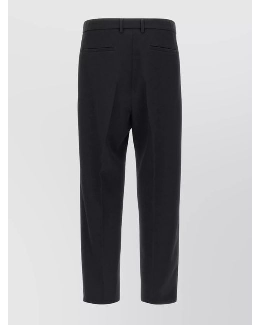 Jil Sander Blue Wool Cropped Tapered Trousers for men