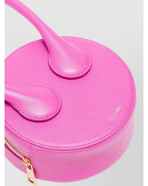 AZ FACTORY Pink Leather Grained Mini Clutch Bag