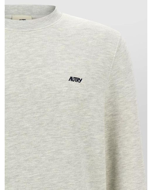 Autry White Sweatshirt Crew Neck Logo Embroidery Ribbed Cuffs Hem for men