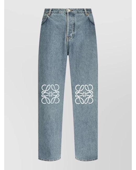 Loewe Blue Baggy Jeans Anagram Belt Loops Embroidery for men
